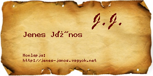 Jenes János névjegykártya